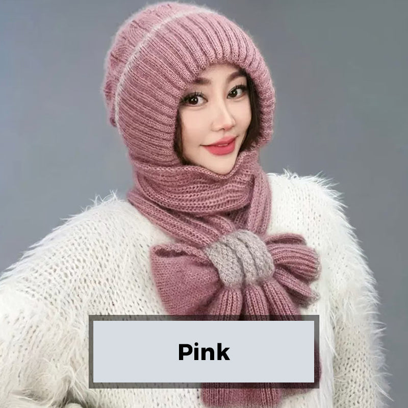 🔥50% DE RÉDUCTION✨Cache-Col Intégré Bonnet pour Femme❄️Protection Oreilles, Conception Anti-Vent, Chaud et Élégant pour Sports d'Hiver👩
