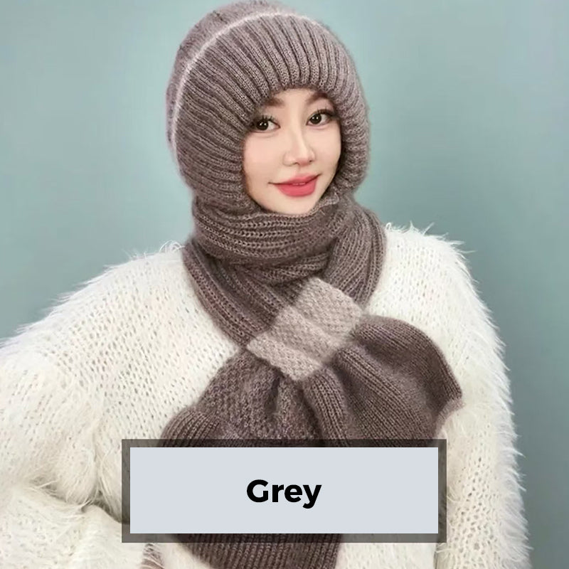 🔥50% DE RÉDUCTION✨Cache-Col Intégré Bonnet pour Femme❄️Protection Oreilles, Conception Anti-Vent, Chaud et Élégant pour Sports d'Hiver👩