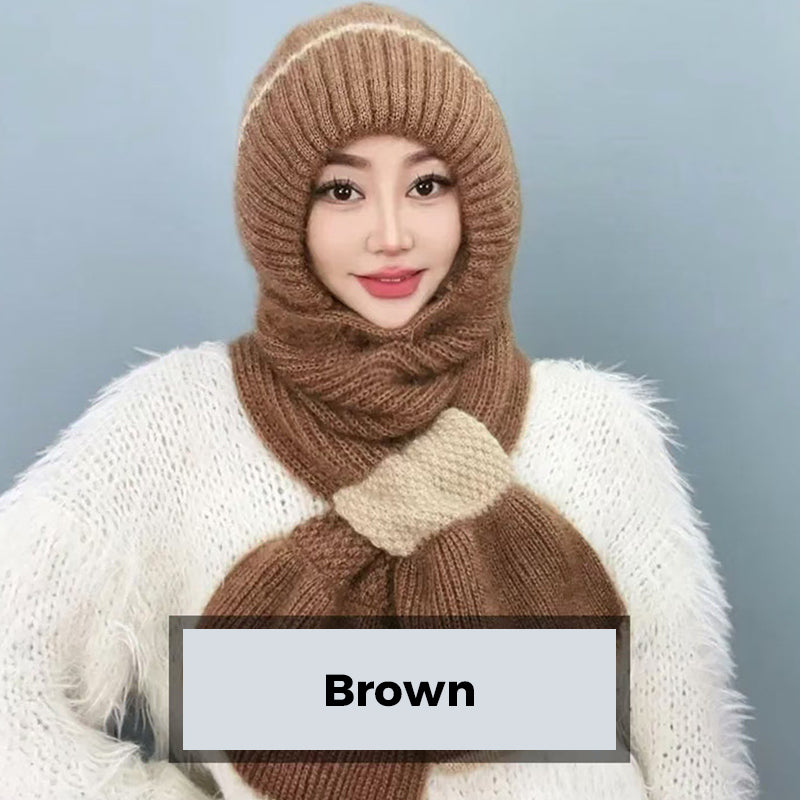 🔥50% DE RÉDUCTION✨Cache-Col Intégré Bonnet pour Femme❄️Protection Oreilles, Conception Anti-Vent, Chaud et Élégant pour Sports d'Hiver👩