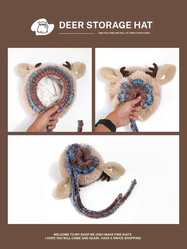 🎁Soldes de Noël🎄50 % de réduction🦌Bonnet de Noël Festif 2-en-1💖Chapeau Transformable en Sac à Main | Design Original & Polyvalent