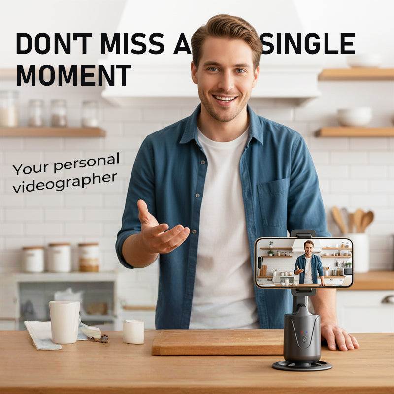 Support portable pour téléphone avec suivi automatique à 360°
