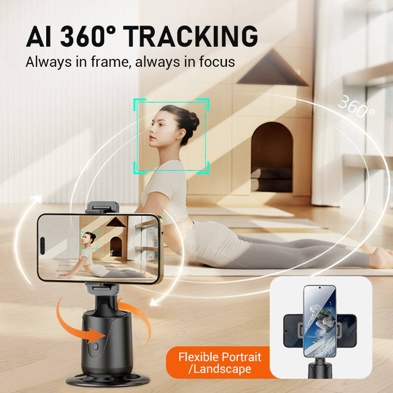 Support portable pour téléphone avec suivi automatique à 360°