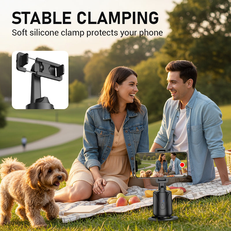 Support portable pour téléphone avec suivi automatique à 360°