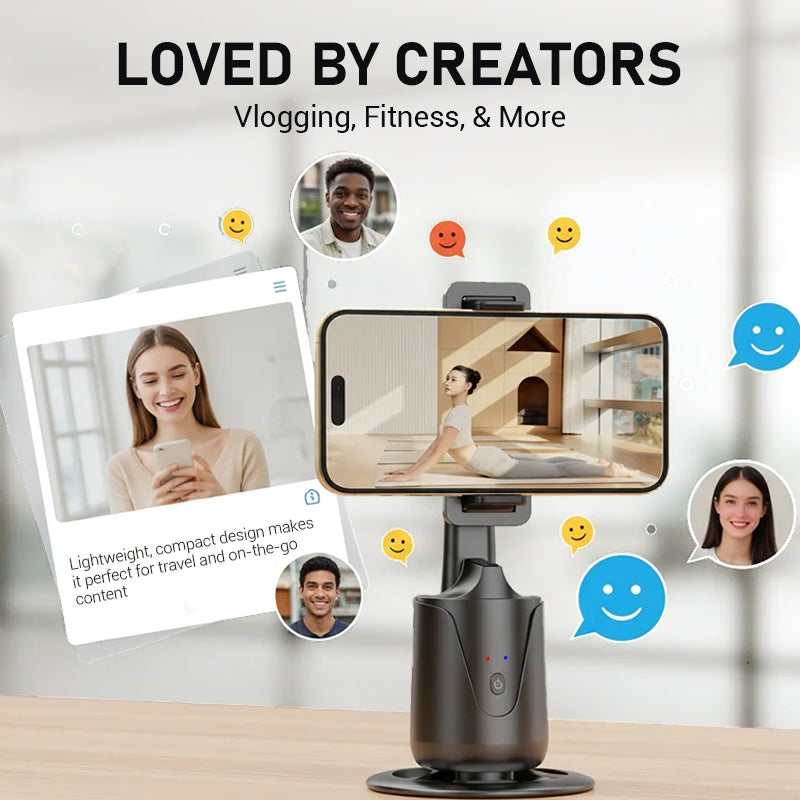 Support portable pour téléphone avec suivi automatique à 360°