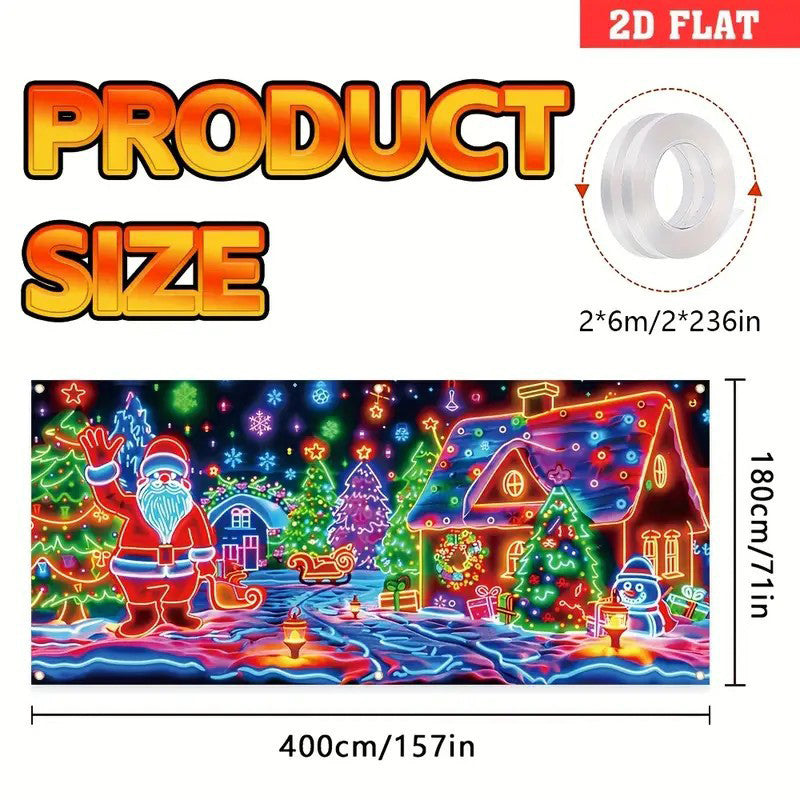 📢📢50% DE RÉDUCTION🎅Bannière de Noël réactive aux UV pour porte de garage