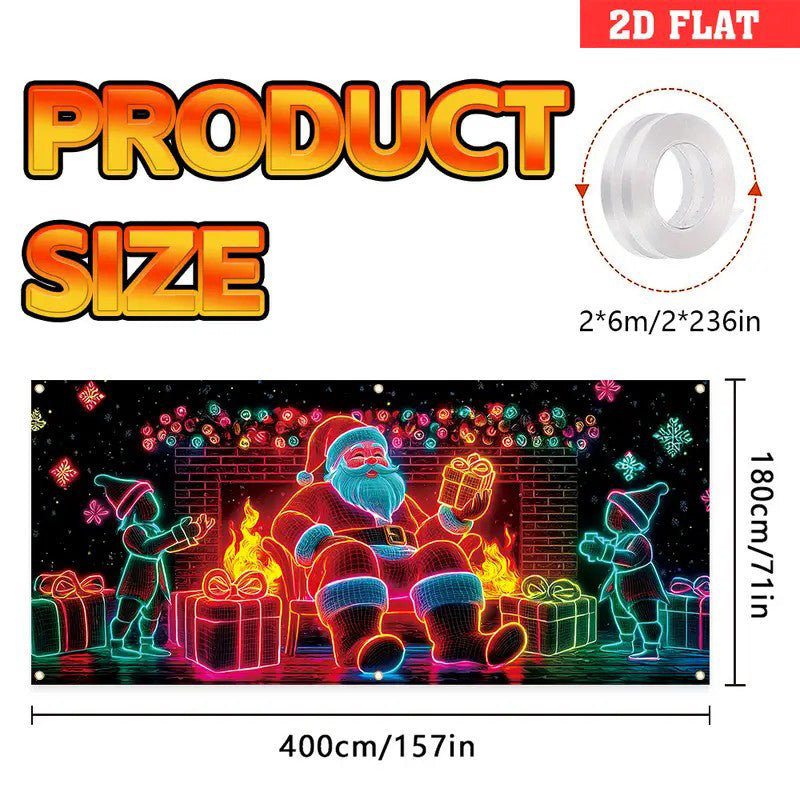 📢📢50% DE RÉDUCTION🎅Bannière de Noël réactive aux UV pour porte de garage