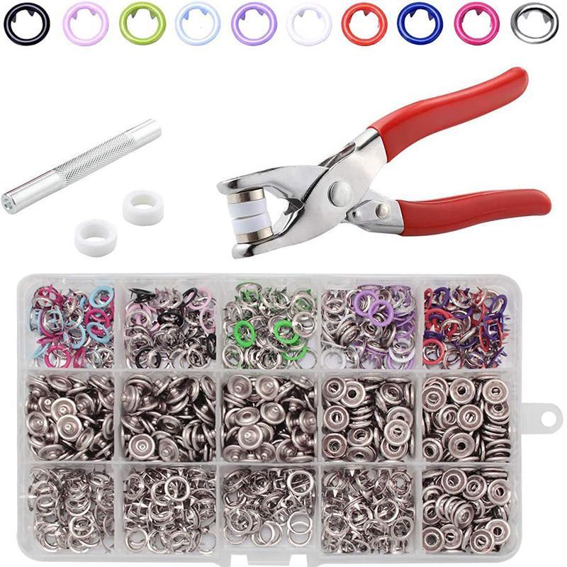 🧵 Kit Boutons-Pression DIY — 100 Jeux Multicolores, Cuivre & Fer, Pince Incluse + Boîte de Rangement, Couture & Réparation ✨