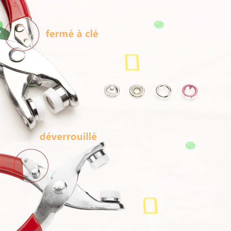 🧵 Kit Boutons-Pression DIY — 100 Jeux Multicolores, Cuivre & Fer, Pince Incluse + Boîte de Rangement, Couture & Réparation ✨