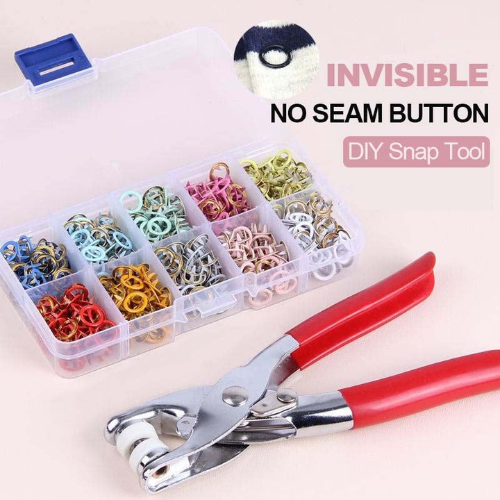 🧵 Kit Boutons-Pression DIY — 100 Jeux Multicolores, Cuivre & Fer, Pince Incluse + Boîte de Rangement, Couture & Réparation ✨