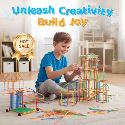 Jouet de construction flexible en paille