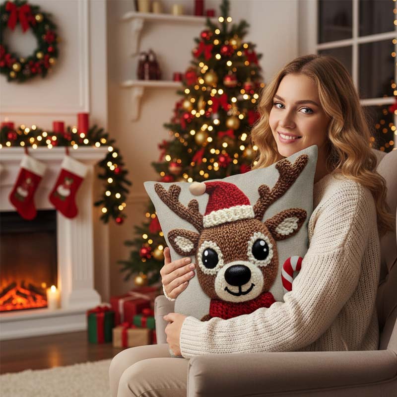 📢📢50% DE RÉDUCTION !!! 🎅Housse de coussin festive avec motif de Noël