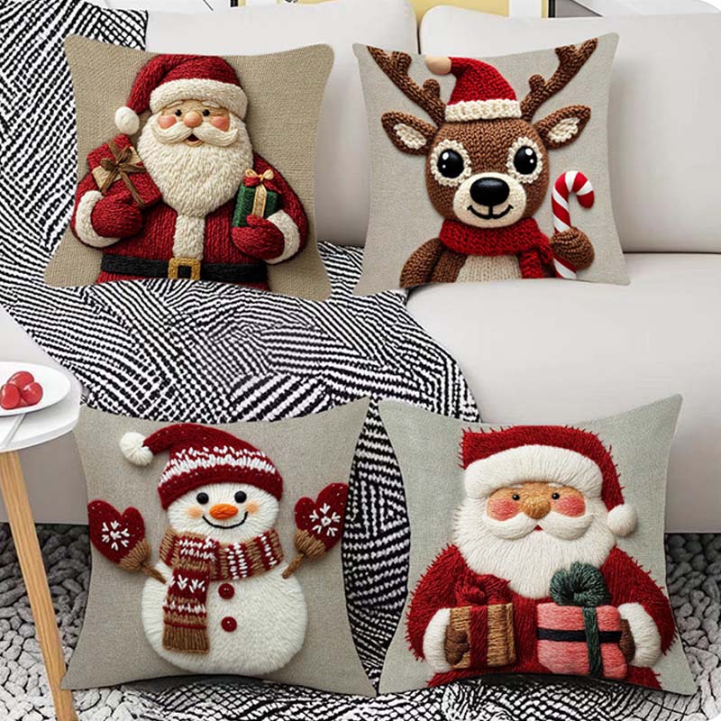 📢📢50% DE RÉDUCTION !!! 🎅Housse de coussin festive avec motif de Noël