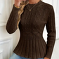 Pull à Col Rond en Grosse Maille avec Bas Péplum pour Femme