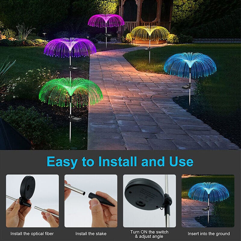 Lampe de Jardin Solaire – Lampe Méduse à Couleurs Changeantes