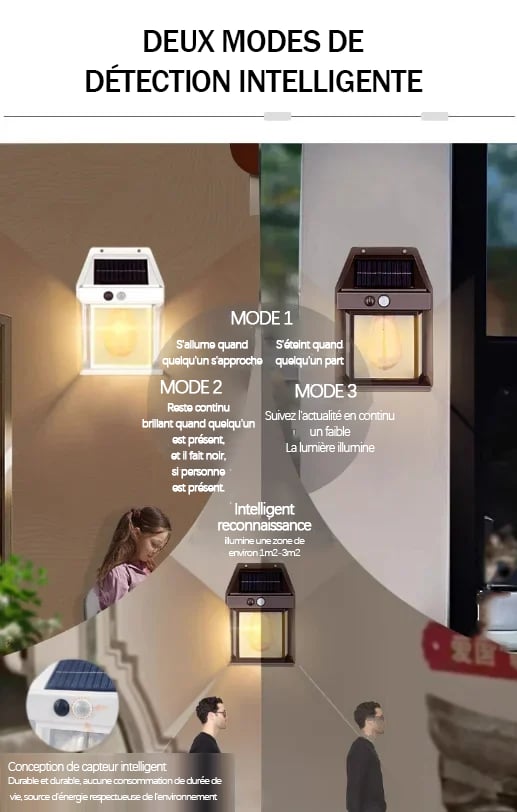 🎉VENTE LIMITÉE 50 % DE RÉDUCTION🎉Applique murale solaire à détecteur de mouvement en tungstène