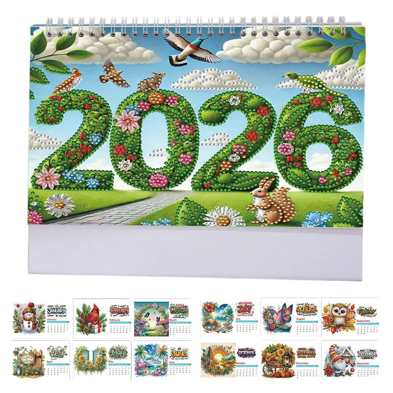 📢50% DE RÉDUCTION🎅Calendrier de bureau 2026 à poser Peinture diamant DIY