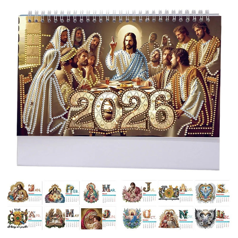 📢50% DE RÉDUCTION🎅Calendrier de bureau 2026 à poser Peinture diamant DIY