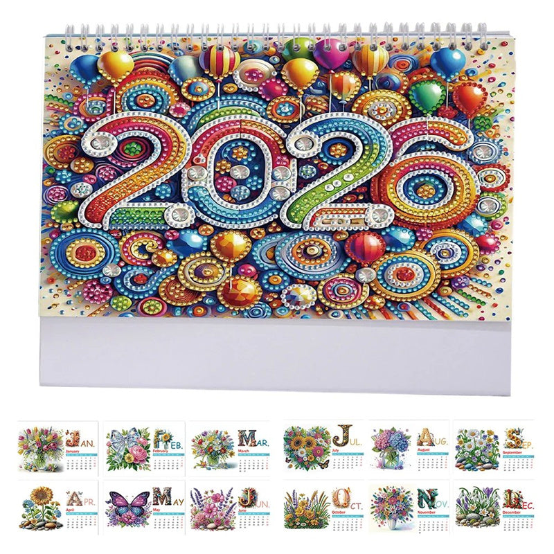 📢50% DE RÉDUCTION🎅Calendrier de bureau 2026 à poser Peinture diamant DIY