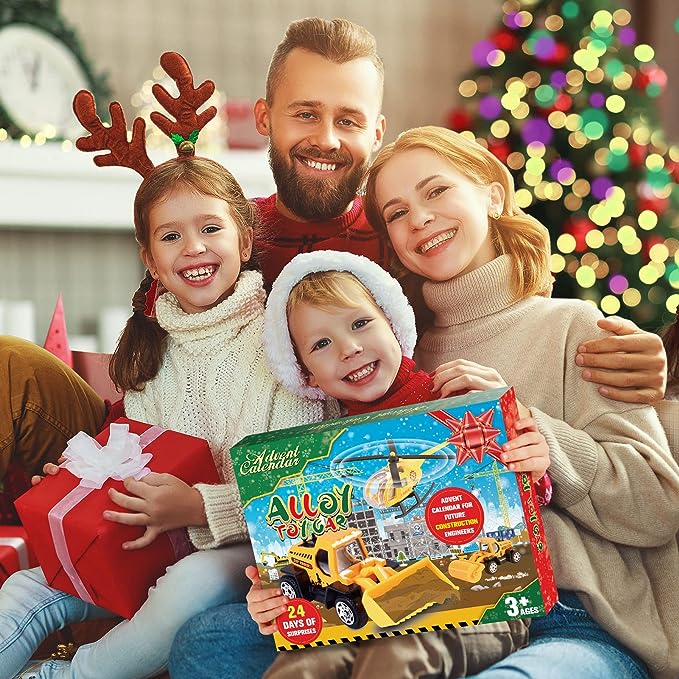 🚗Calendrier de l'Avent pour garçons : ensembles de véhicules de chantier en alliage