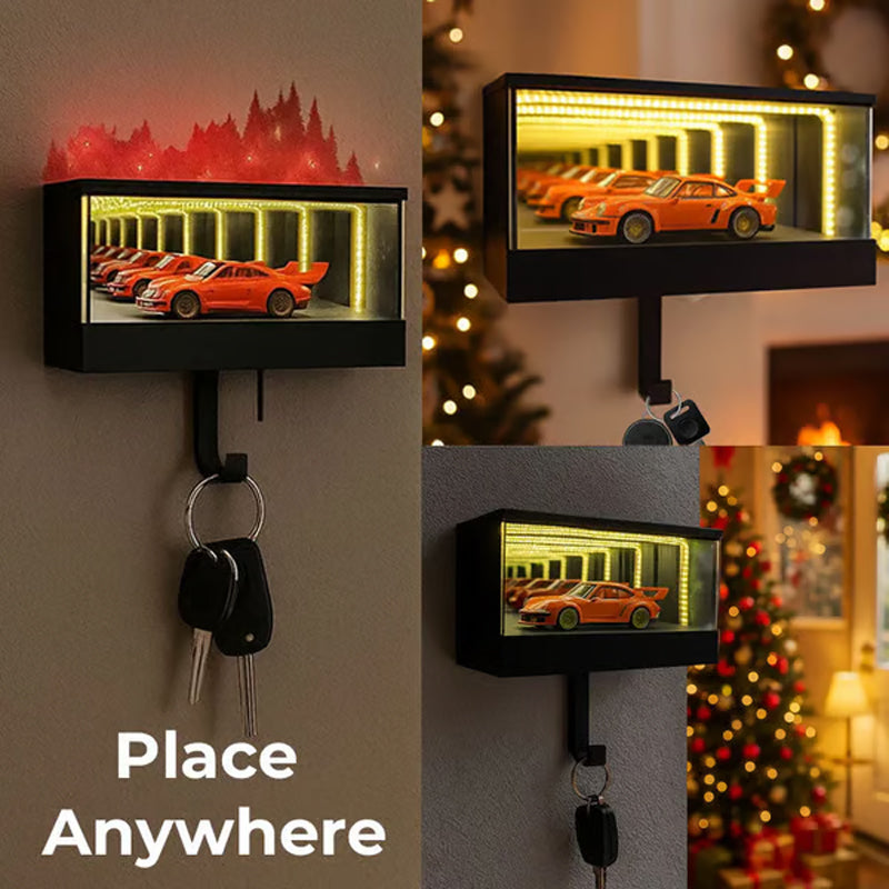 📢50 % DE RÉDUCTION🎅Porte-Clés Garage Infini🚗Effet Tunnel Lumineux LED, Arrêt Automatique, Cadeau Voiture✨