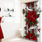 🔥Impression en relief🔥 Rideau de Douche Noël Rouge - Motifs Festifs, Ourlet Lesté, Installation Express 🎄🚿