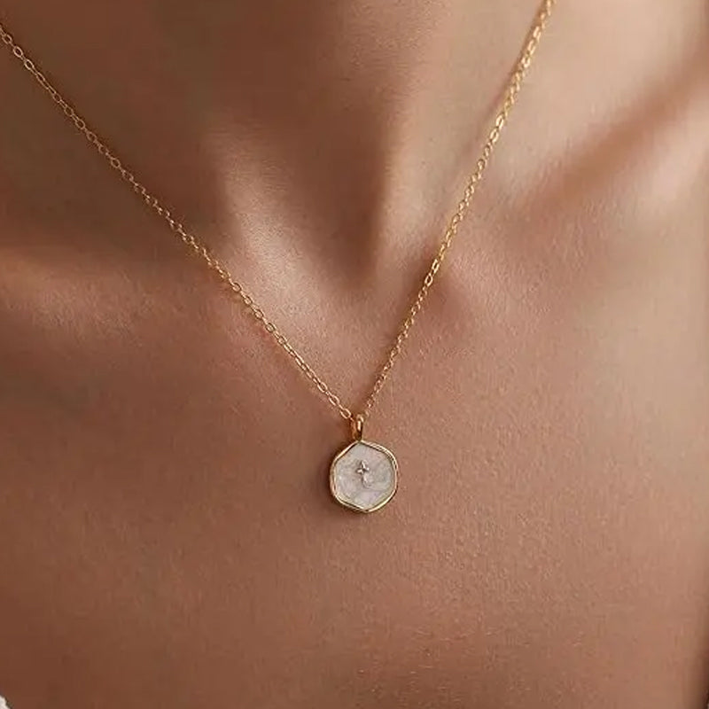 ✨Collier Croix Minimaliste en Acier Inoxydable – Émail Nacré, Hypoallergénique, 3 Couleurs Douces