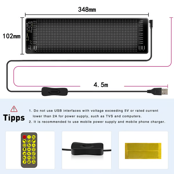 Écran LED Flexible pour Vitres de Voiture - Contrôle Bluetooth et Animations Personnalisées