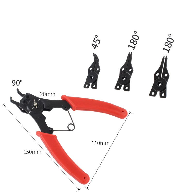 📢50% DE RÉDUCTION⏰Jeu de Pinces à Circlips 4 en 1 – Acier Haut Carbone, Têtes Interchangeables⚙️