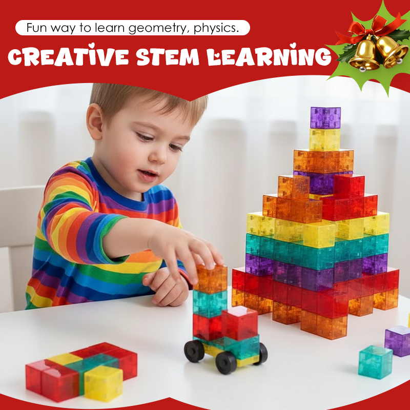 🧩50% DE RÉDUCTION🧲Jeu de Construction Magnétique 60+ Pièces – Aimants Puissants, 6 Faces, Sac de Rangement, Couleurs Vives, Idéal 7-14 ans, STEM🎁