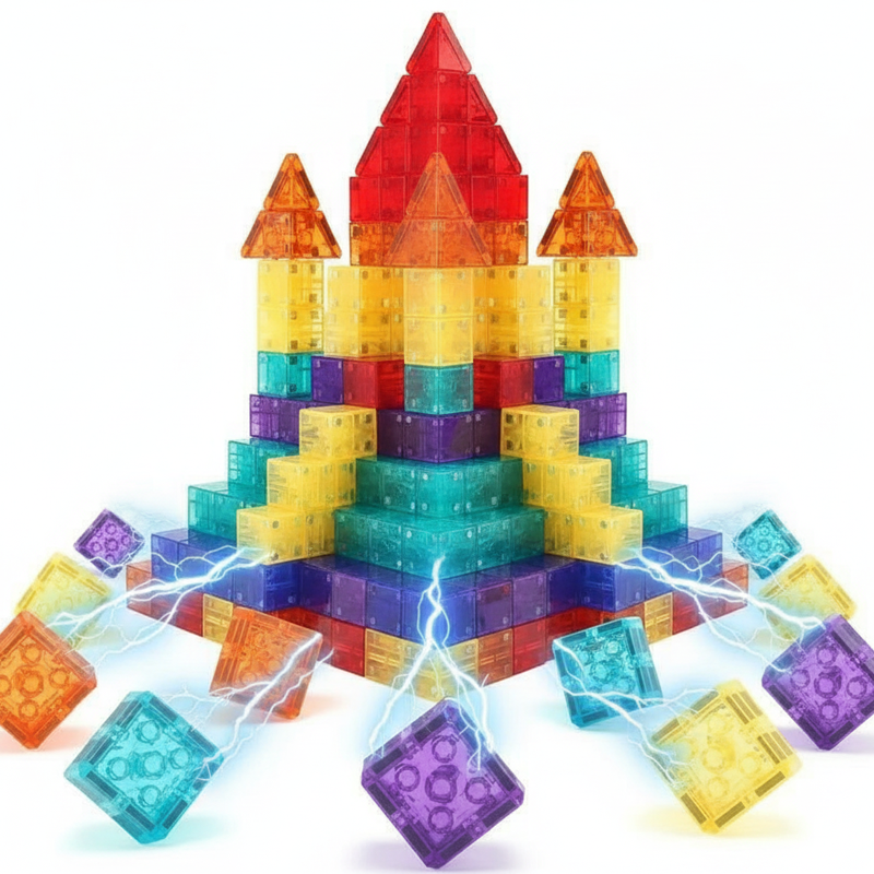 🧩50% DE RÉDUCTION🧲Jeu de Construction Magnétique 60+ Pièces – Aimants Puissants, 6 Faces, Sac de Rangement, Couleurs Vives, Idéal 7-14 ans, STEM🎁