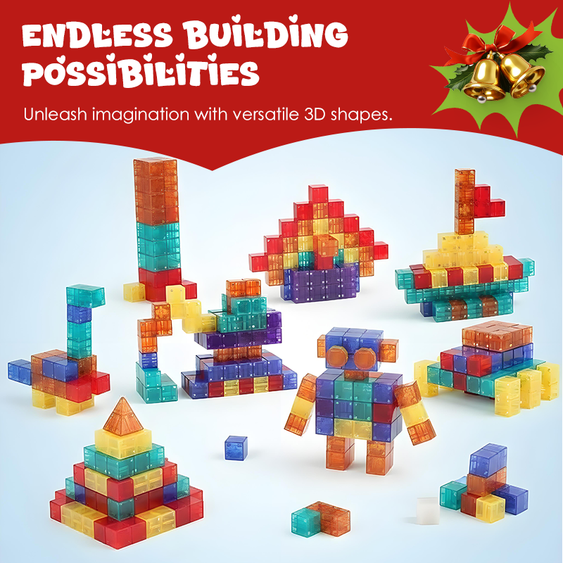 🧩50% DE RÉDUCTION🧲Jeu de Construction Magnétique 60+ Pièces – Aimants Puissants, 6 Faces, Sac de Rangement, Couleurs Vives, Idéal 7-14 ans, STEM🎁