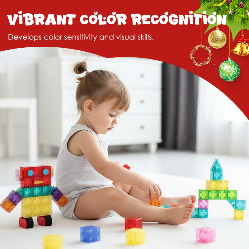 🧩50% DE RÉDUCTION🧲Jeu de Construction Magnétique 60+ Pièces – Aimants Puissants, 6 Faces, Sac de Rangement, Couleurs Vives, Idéal 7-14 ans, STEM🎁