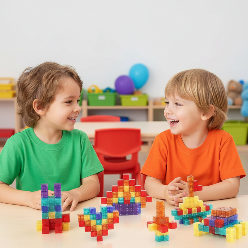 🧩50% DE RÉDUCTION🧲Jeu de Construction Magnétique 60+ Pièces – Aimants Puissants, 6 Faces, Sac de Rangement, Couleurs Vives, Idéal 7-14 ans, STEM🎁