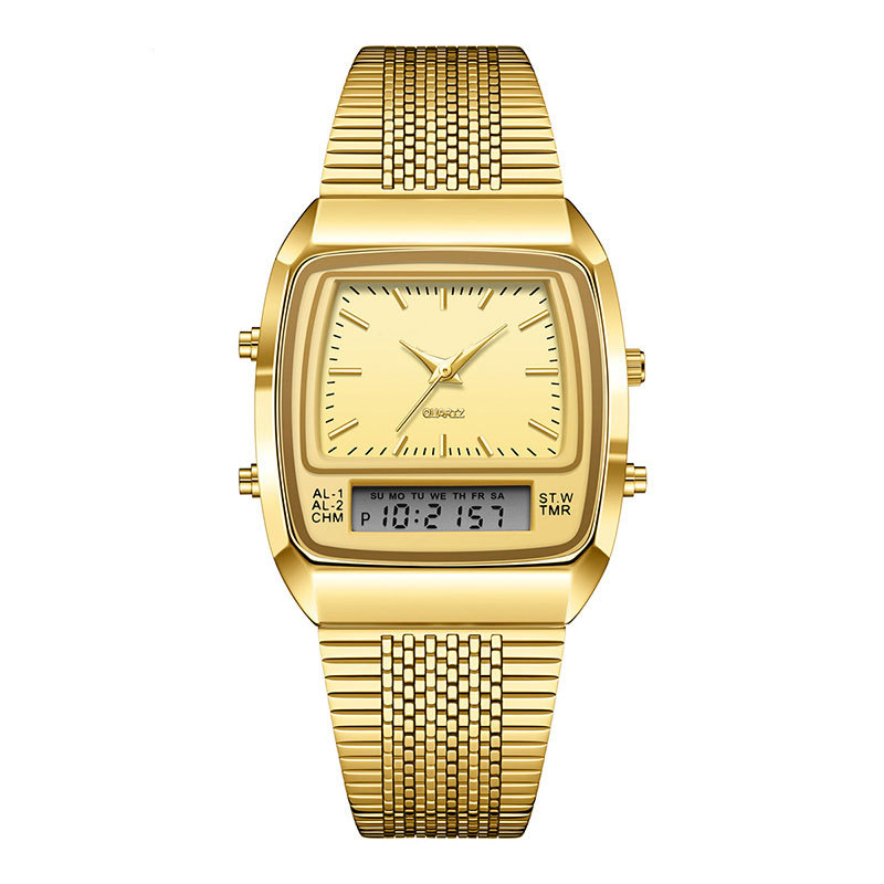 ⌚ PROMO LIMITÉE 50% DE RÉDUCTION ! 💥 Montre Rétro Carrée Multifonction – Double Affichage, Alliage Zinc, Acier Inoxydable ✨