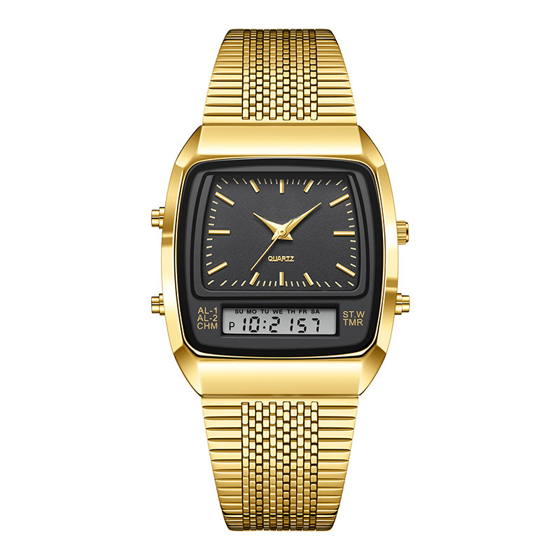 ⌚ PROMO LIMITÉE 50% DE RÉDUCTION ! 💥 Montre Rétro Carrée Multifonction – Double Affichage, Alliage Zinc, Acier Inoxydable ✨