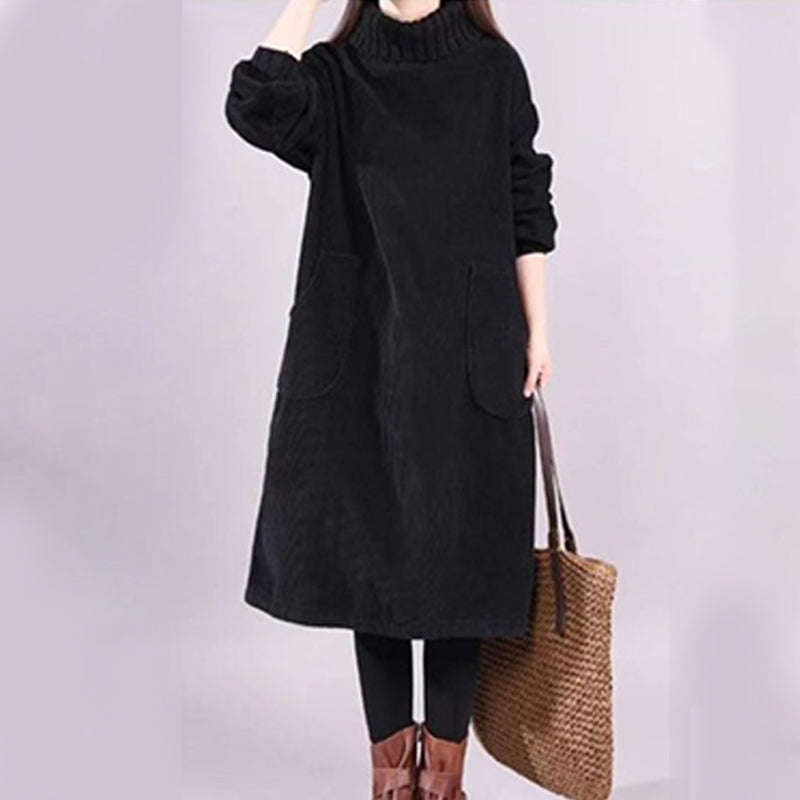 📢📢50 % de réduction🎅Robe Longue Femme en Velours Côtelé👗Coupe Ample & Col Haut | Confort Douillet Absolu, Livraison Rapide 📦🍂