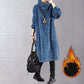 📢📢50 % de réduction🎅Robe Longue Femme en Velours Côtelé👗Coupe Ample & Col Haut | Confort Douillet Absolu, Livraison Rapide 📦🍂