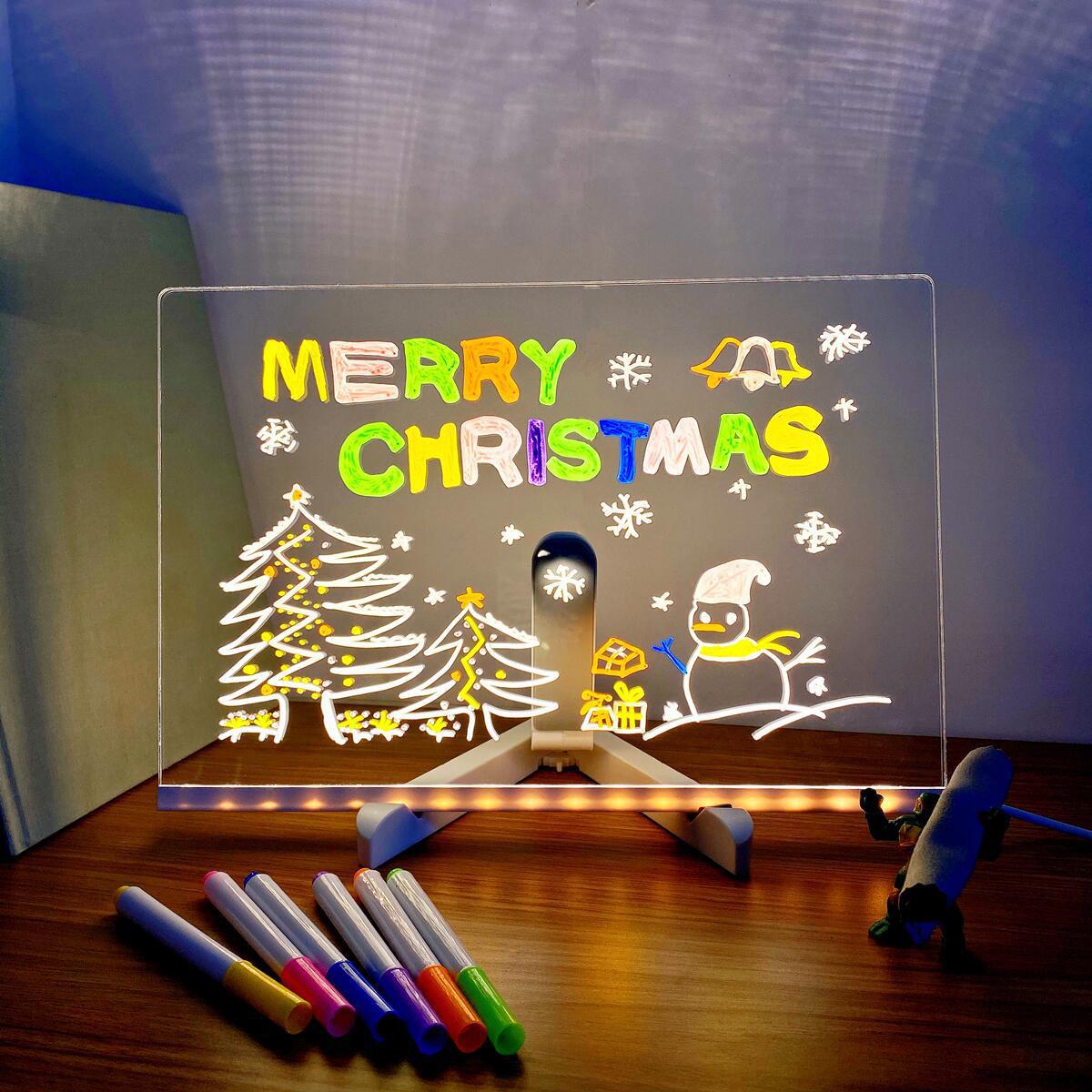 🎁 Le cadeau idéal pour eux – Tableau d’affichage LED effaçable à sec : 7 couleurs, éclairage doux & support réglable ! ✨