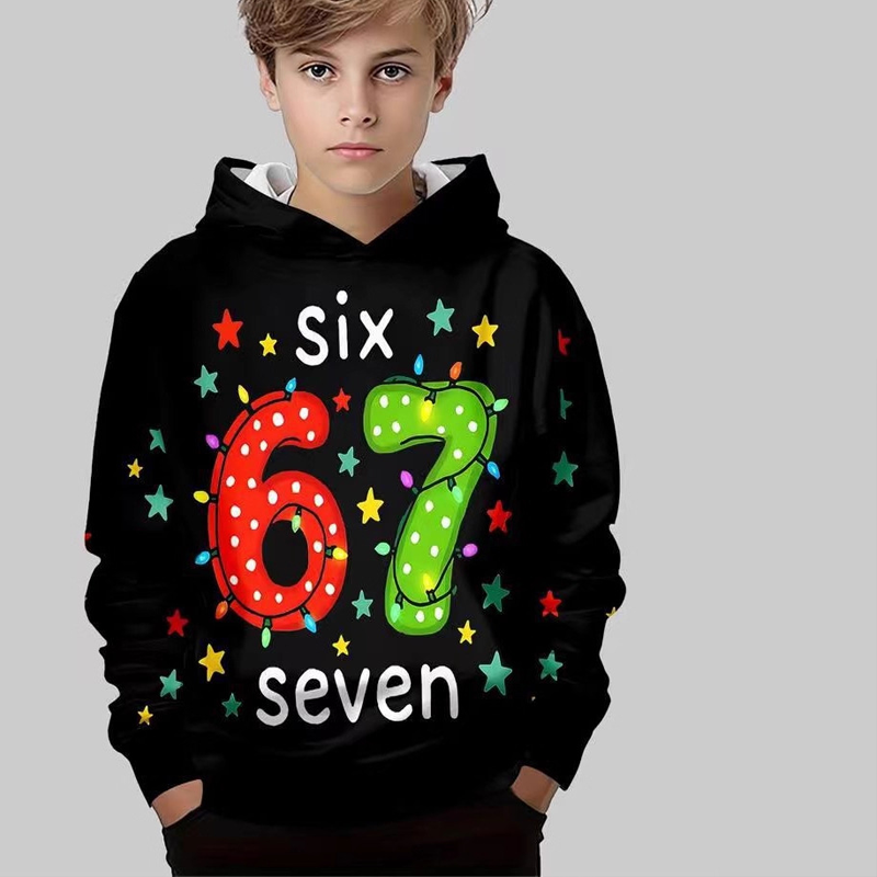 📢📢50% de réduction !!!🎅👕Sweats à capuche graphique de Noël « 67 » pour enfants