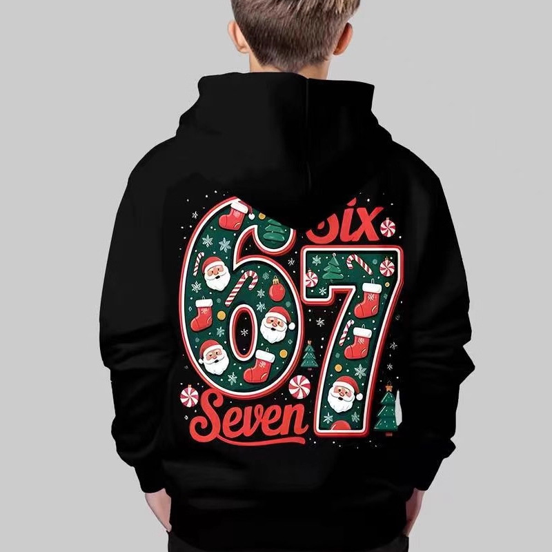 📢📢50% de réduction !!!🎅👕Sweats à capuche graphique de Noël « 67 » pour enfants