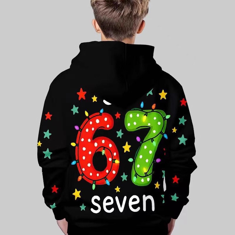📢📢50% de réduction !!!🎅👕Sweats à capuche graphique de Noël « 67 » pour enfants