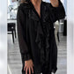 💖Chemise à manches longues à col en V en mousseline et paillettes pour femmes
