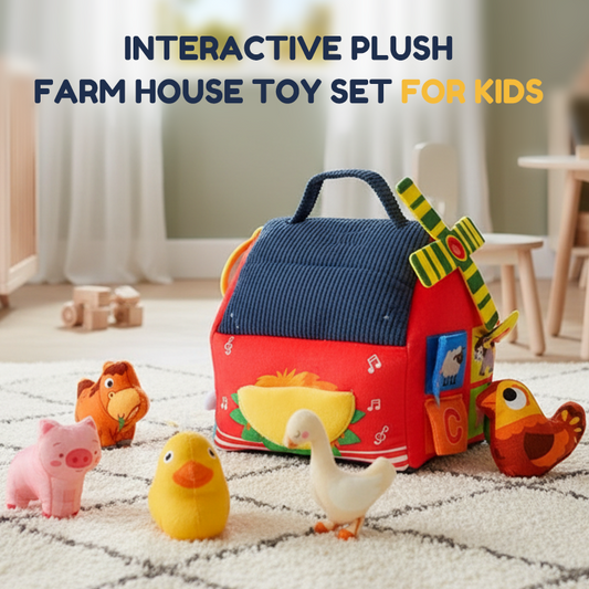 Maison de la Ferme Interactive en Peluche - Set de Jouets pour Enfants