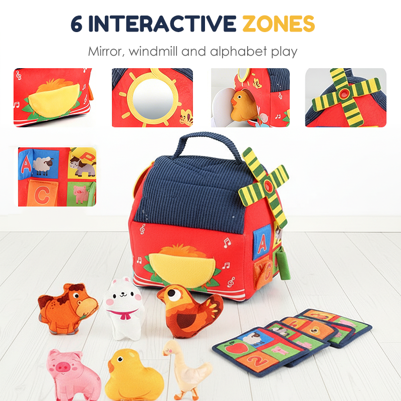 Maison de la Ferme Interactive en Peluche - Set de Jouets pour Enfants
