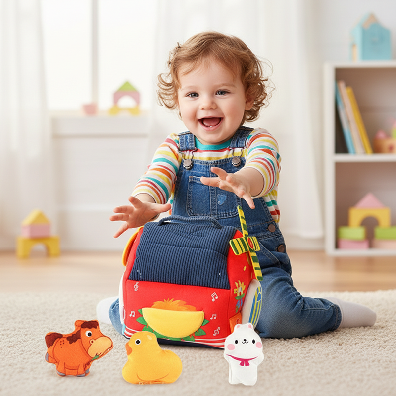 Maison de la Ferme Interactive en Peluche - Set de Jouets pour Enfants