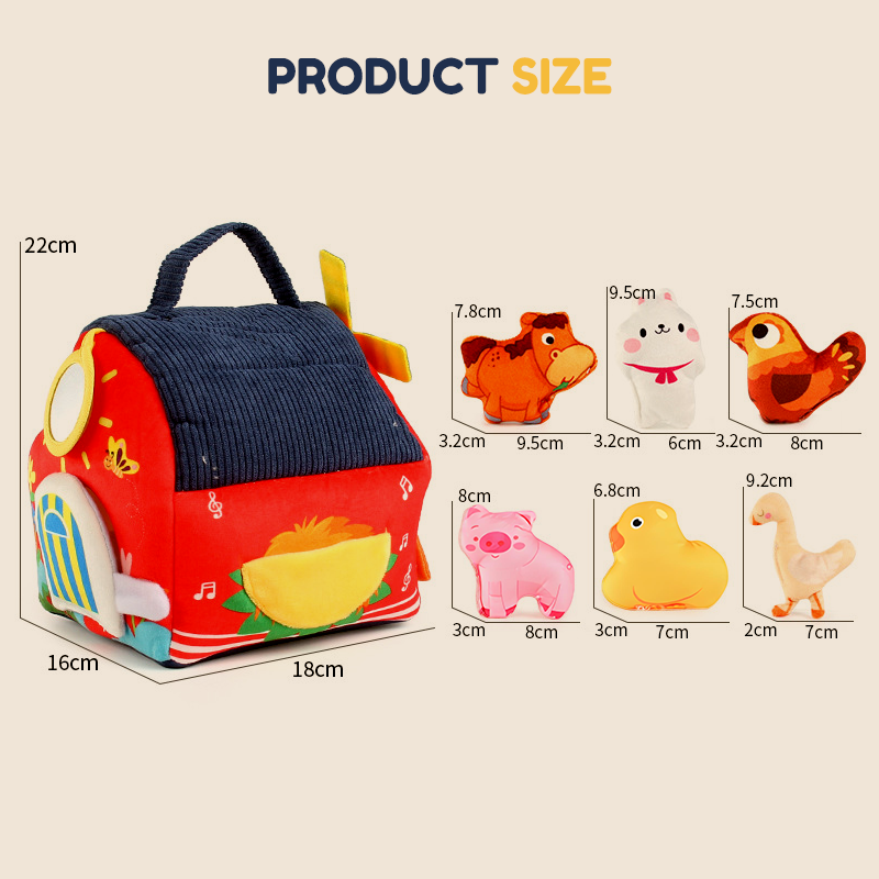 Maison de la Ferme Interactive en Peluche - Set de Jouets pour Enfants