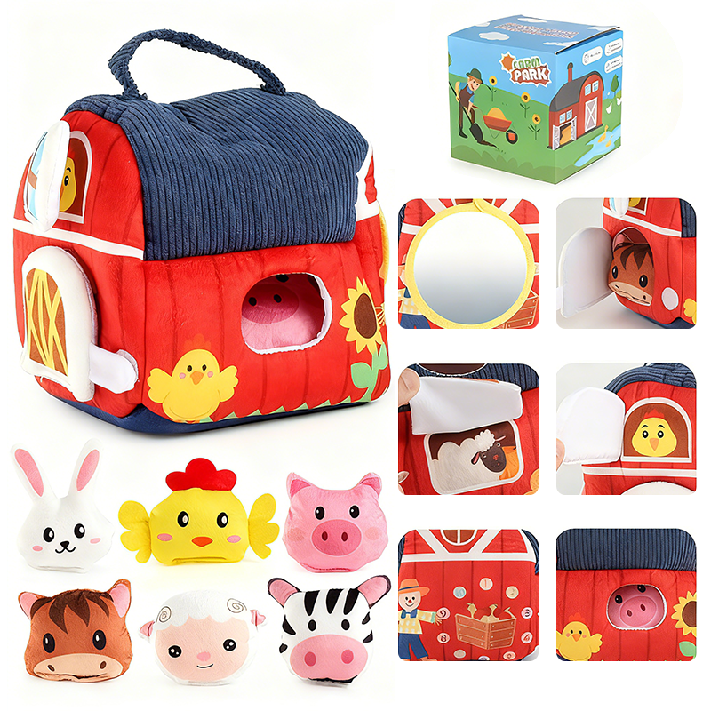 Maison de la Ferme Interactive en Peluche - Set de Jouets pour Enfants