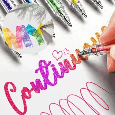 Set de Stylos Gel Pailletés Biodégradables - 8/12/18 Couleurs