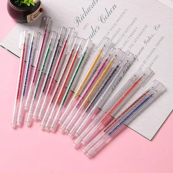 Set de Stylos Gel Pailletés Biodégradables - 8/12/18 Couleurs