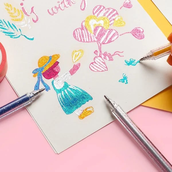 Set de Stylos Gel Pailletés Biodégradables - 8/12/18 Couleurs